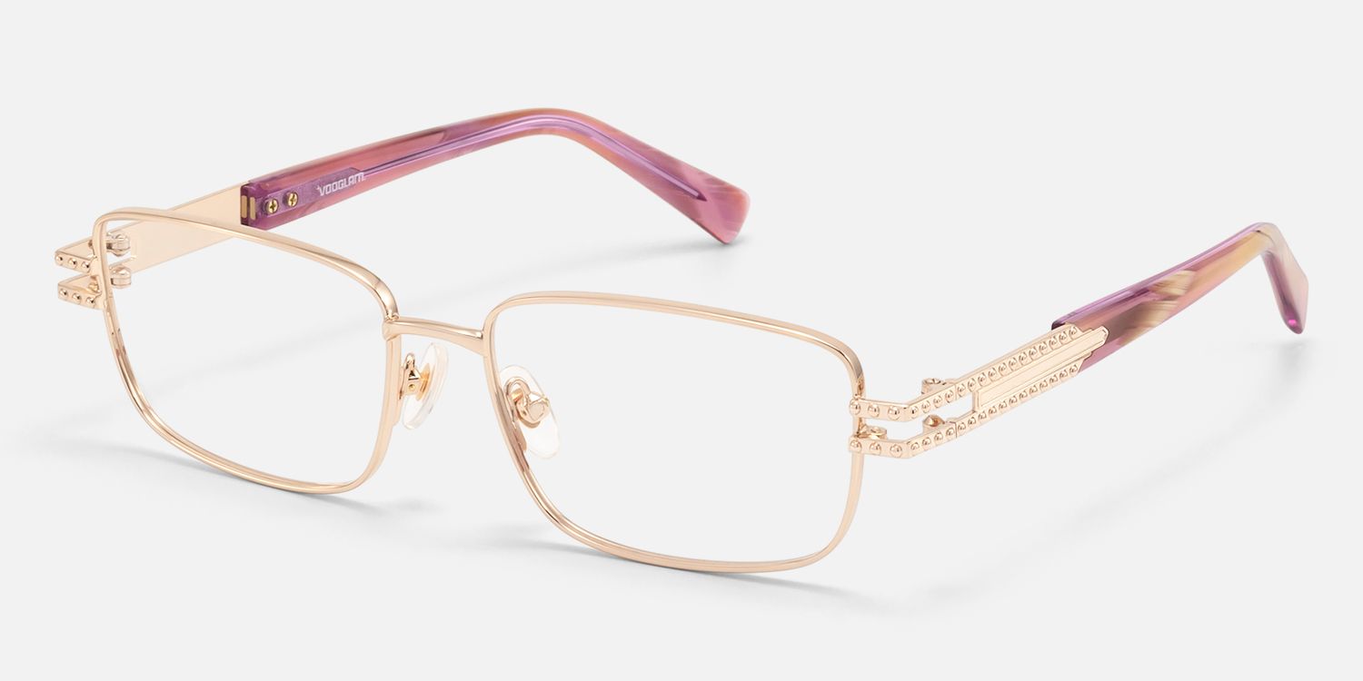 Veyra - Pink Gold Studded Glasses | Vooglam Front View