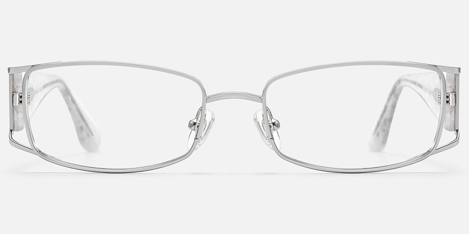 Wren - City to Festival Rectangle Silver Glasses | Vooglam Angle View