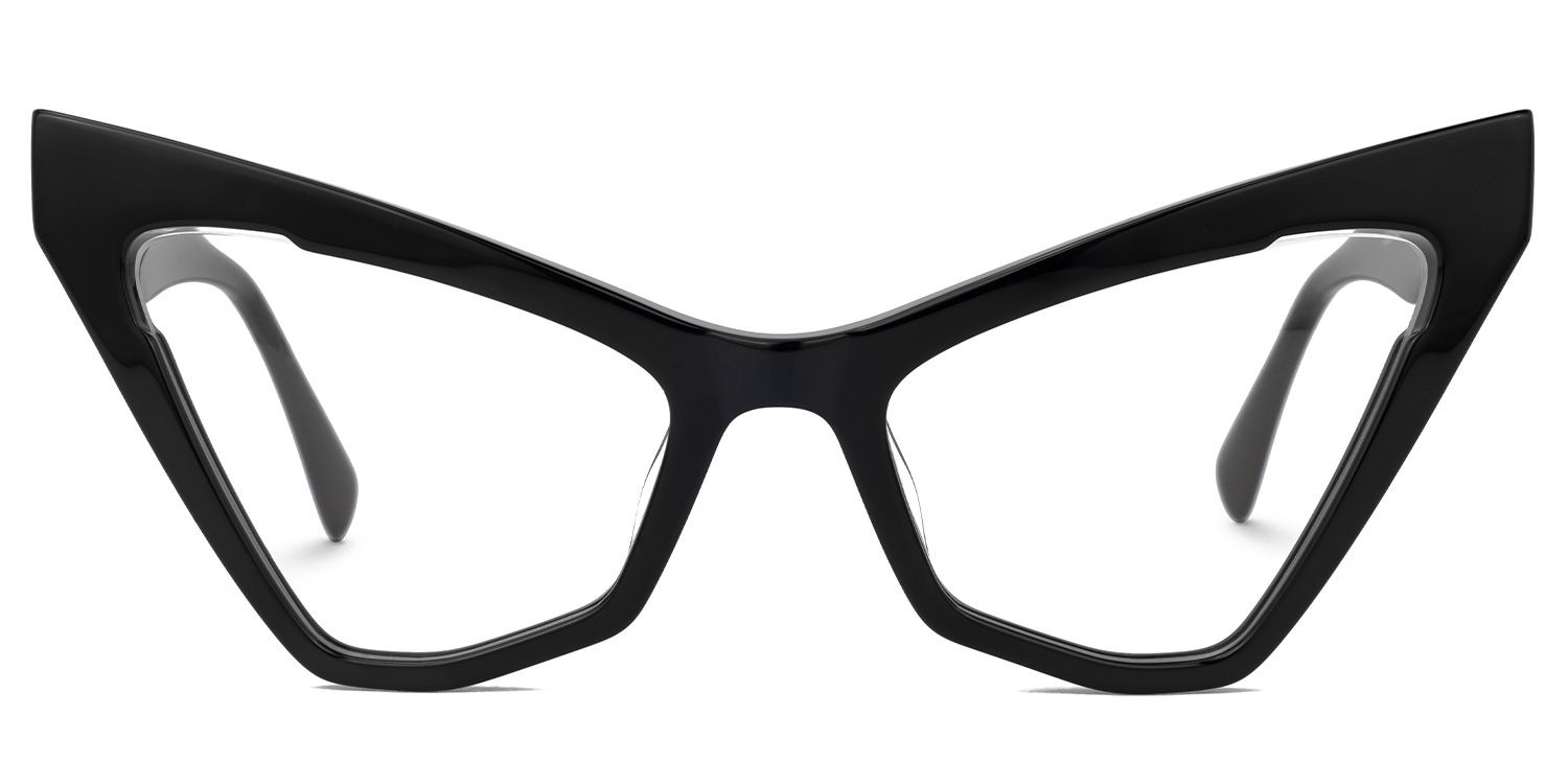 Caitlyn - Cat Eye Black Eyeglasses by Vooglam - Angle View