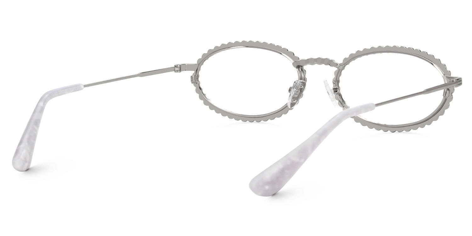 Fergie - Oval Silver Eyeglasses | Vooglam Side View