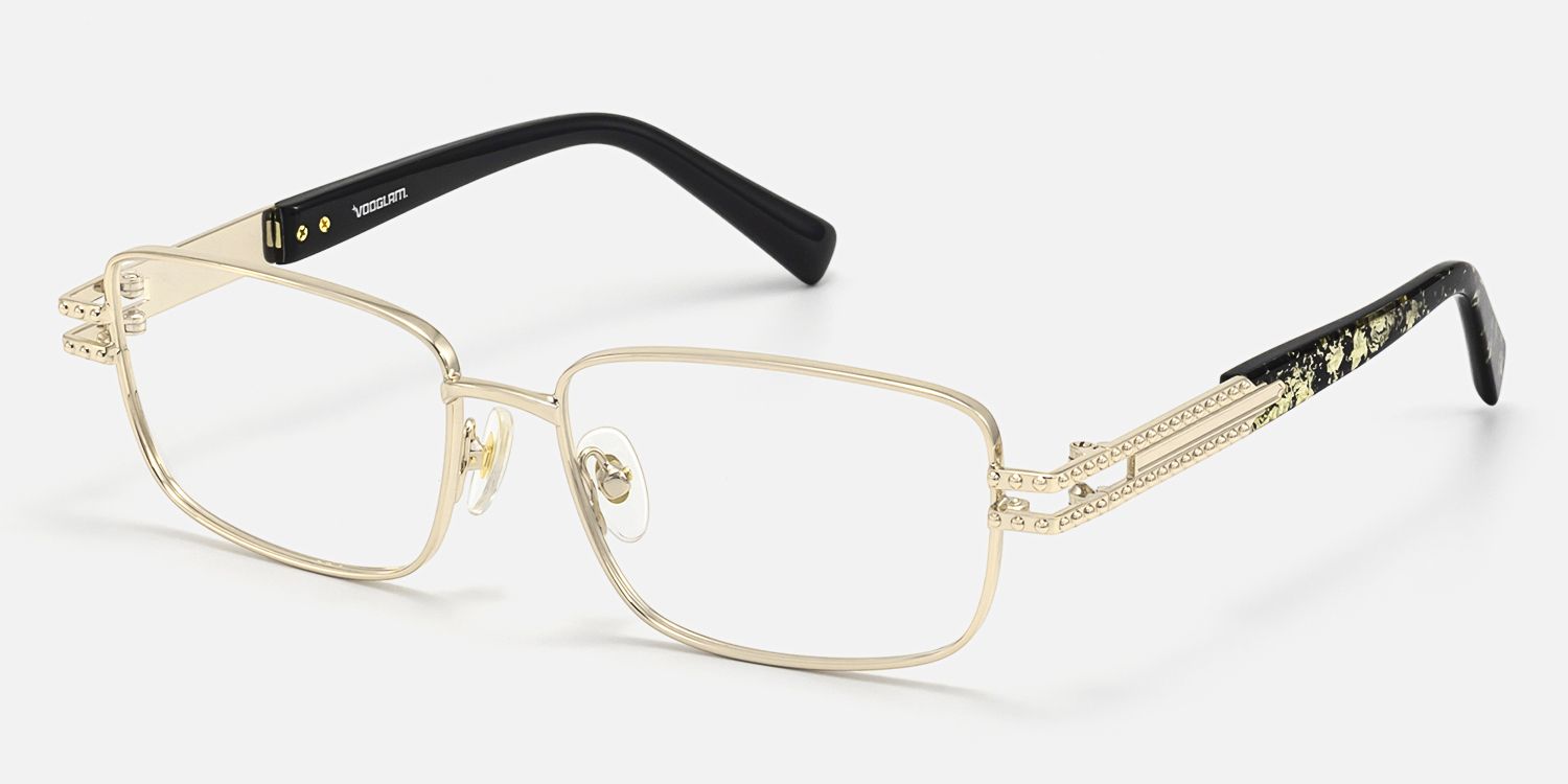 Veyra - Black & Gold Studded Glasses | Vooglam Front View