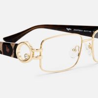 Aurae - Rectangle Gold Eyeglasses | Vooglam Design Details