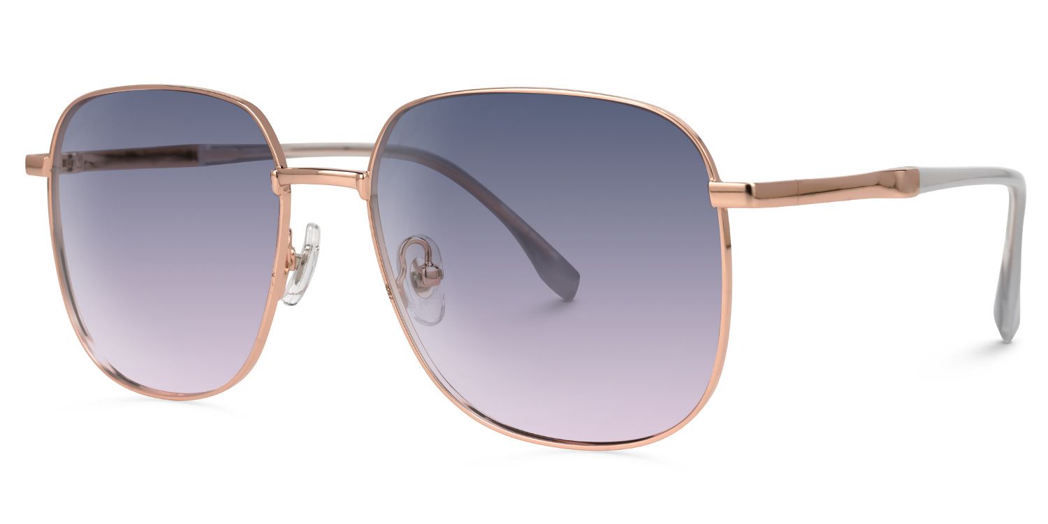 Eiichi - Square Gold Prescription Sunglasses by Vooglam - Front View
