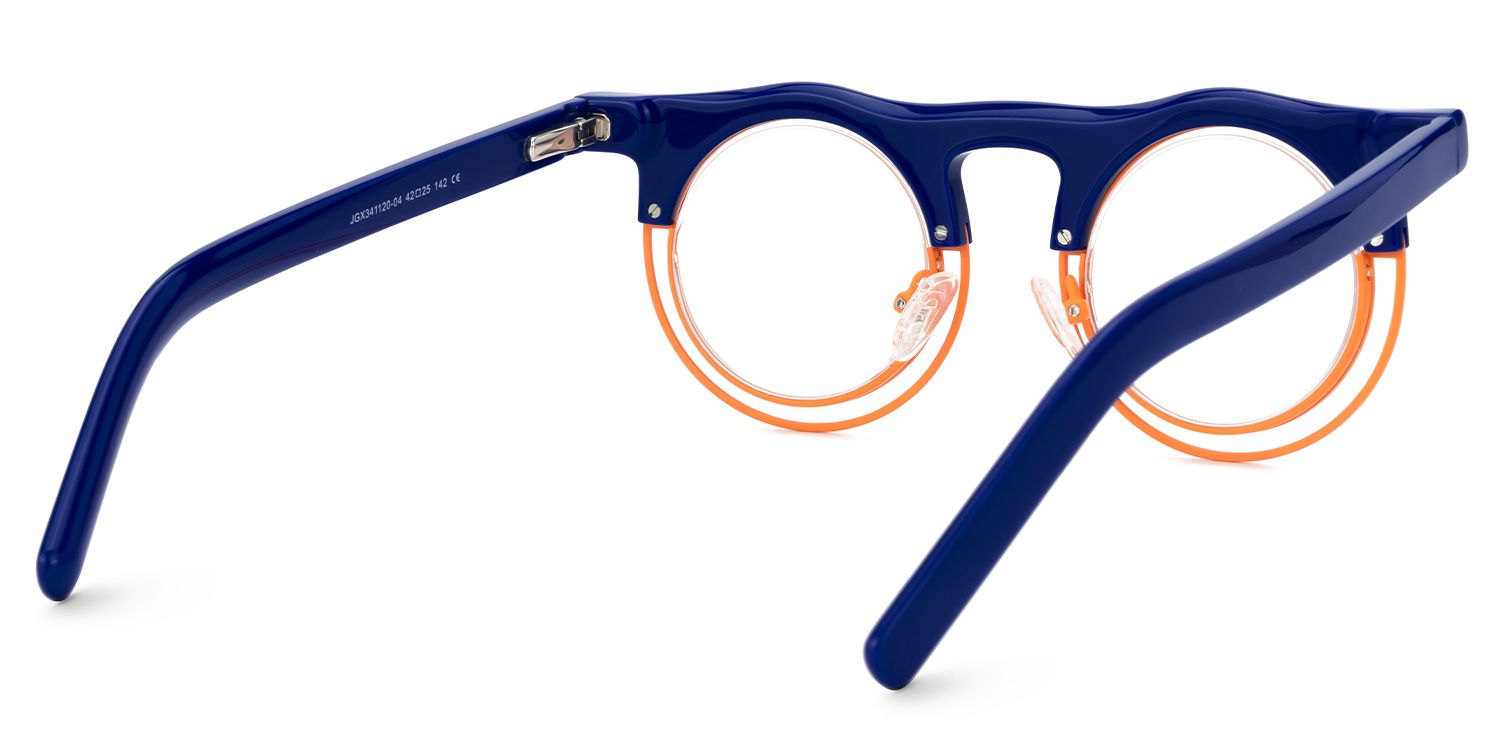 Farthing - Round Blue Eyeglasses by Vooglam - Side View