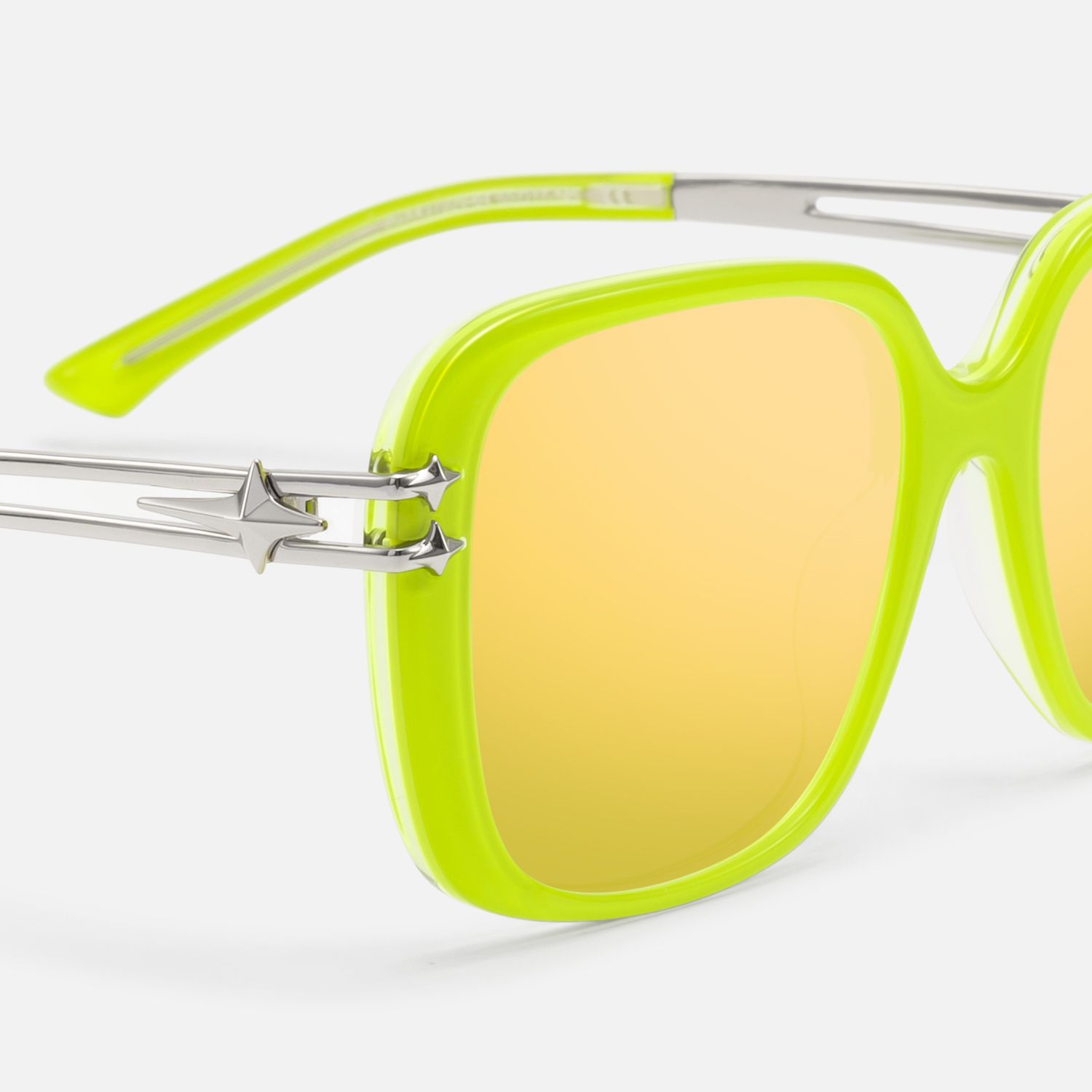 Nova - Neon Green Gold Mirrored Double Wire Shades by Vooglam - Design Details