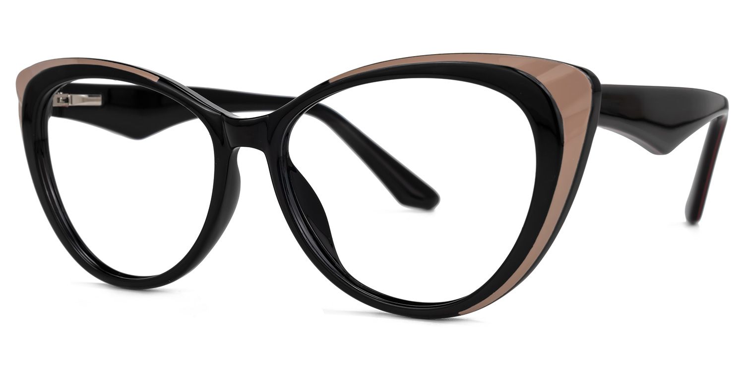 Ekundayo - Cat Eye Black Eyeglasses by Vooglam - Front View