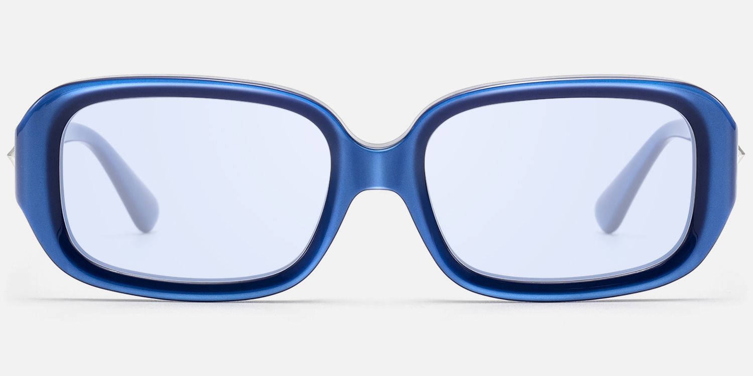 Prism - Pearlescent Blue Tinted Rectangle Shades by Vooglam - Angle View