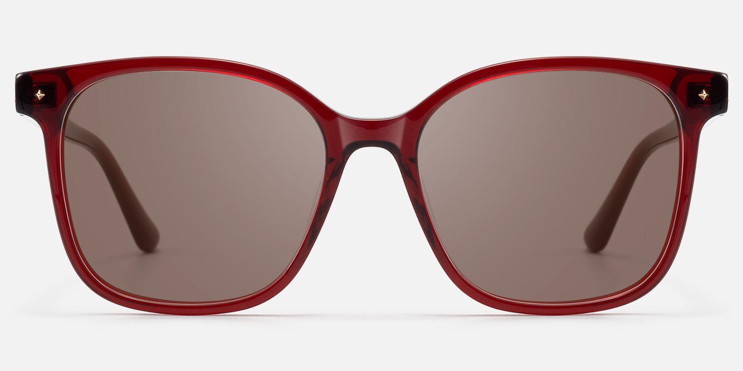 Spacek - Classic Square Red Tinted Sunglasses | Vooglam Angle View