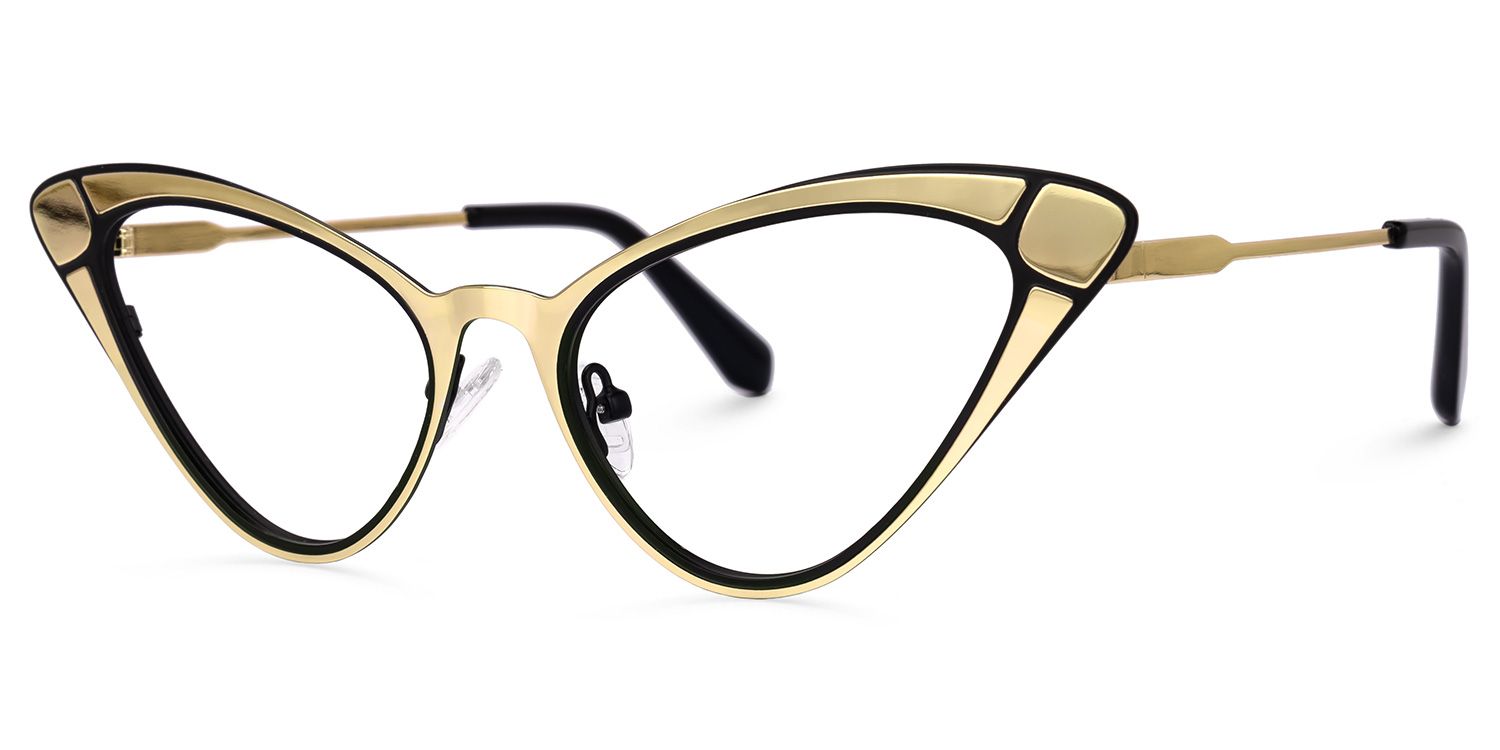 Fachtna - Cat Eye Black/Gold Eyeglasses | Vooglam Front View