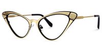 Fachtna - Cat Eye Black/Gold Eyeglasses | Vooglam Front View
