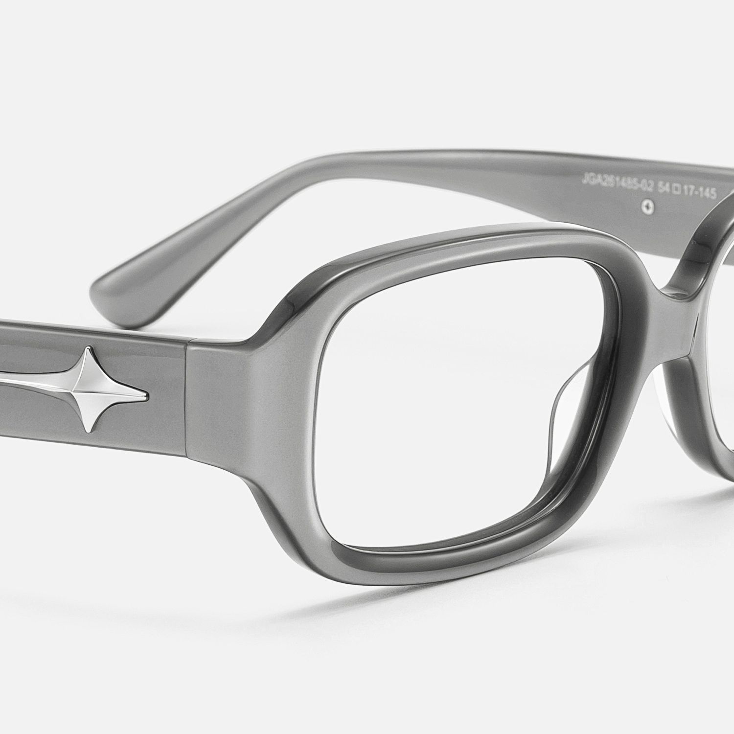Prism - Pearlescent Silver Star Rectangle Glasses by Vooglam - Design Details