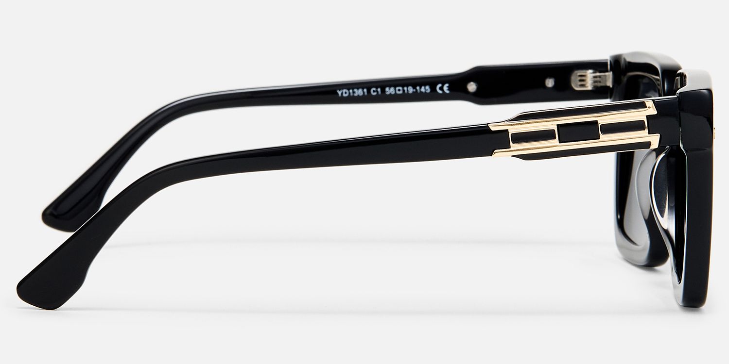 Cavalier - Rectangle Black Sunglasses product detail 3