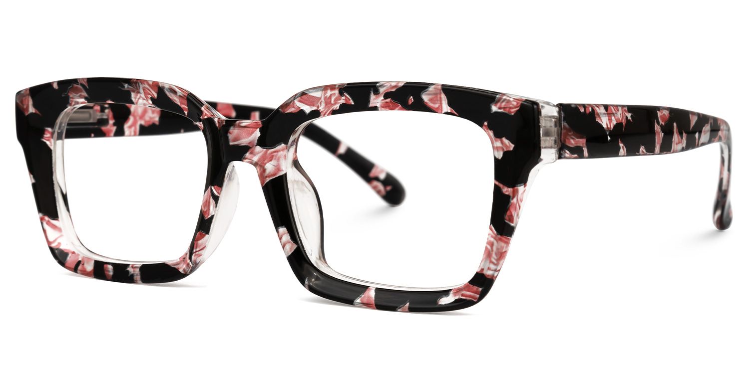 Issay - Rectangle Pink/Floral Eyeglasses | Vooglam Front View