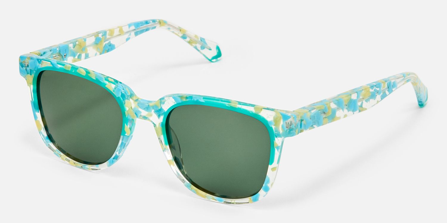 Filia - Square Green Sunglasses | Vooglam Front View