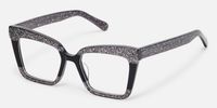 Galarza - Retro Black Glitter Rectangle Glasses | Vooglam Front View