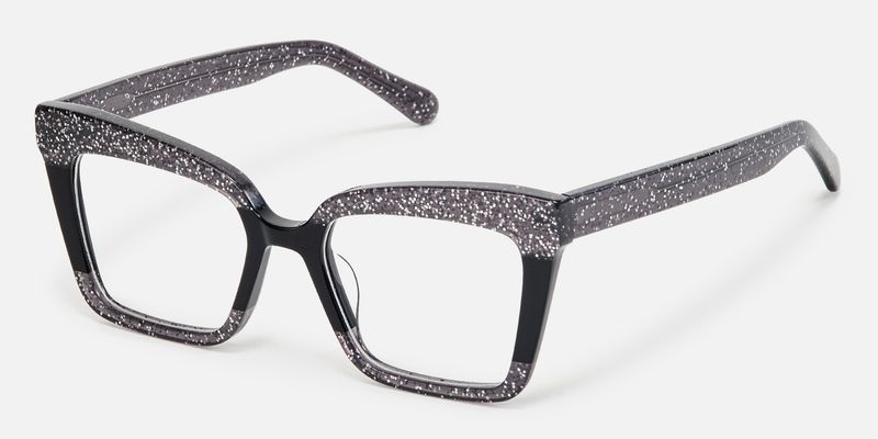 Galarza - Retro Eclectic Black Glitter Eyeglasses