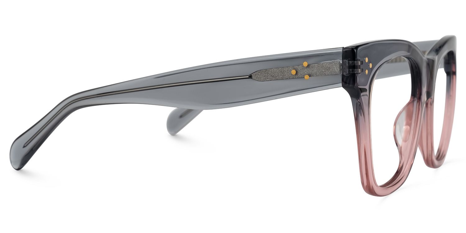 Carole - Rectangle Grey/Pink Eyeglasses by Vooglam - Product View 4