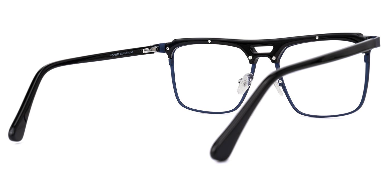 Dempster - Rectangle Blue Eyeglasses | Vooglam Side View