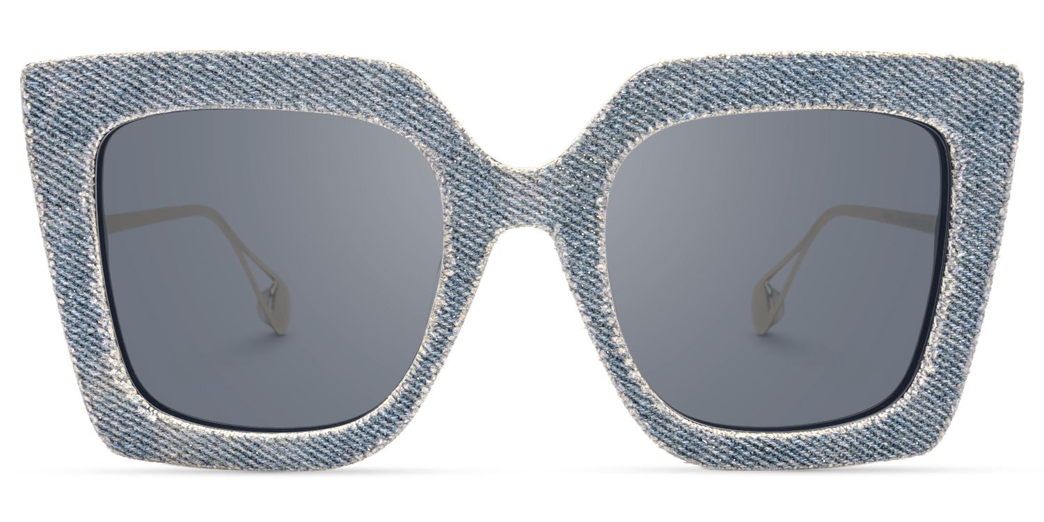 Faustus - Retro Blue Square Denim Sunglasses Frames | Vooglam Angle View