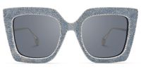 Faustus - Retro Blue Square Denim Sunglasses Frames | Vooglam Angle View