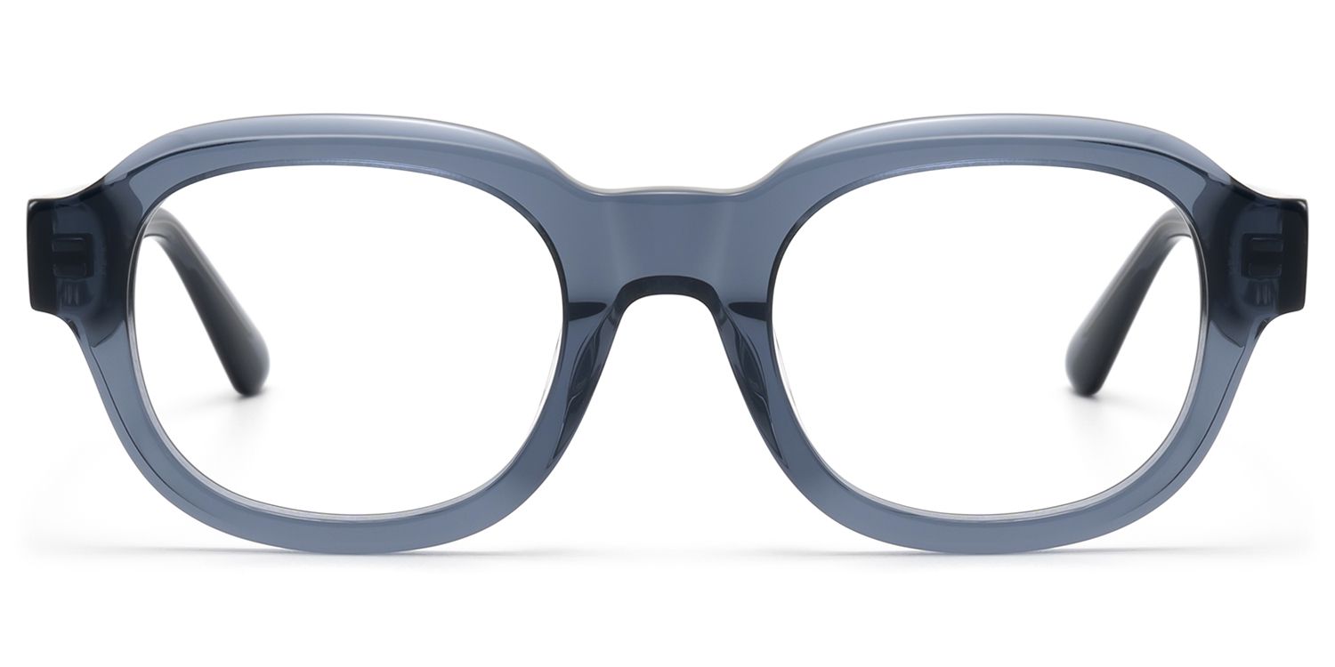 Frame Size of Eerie - Thick Clear Blue Acetate Round Glasses | Vooglam