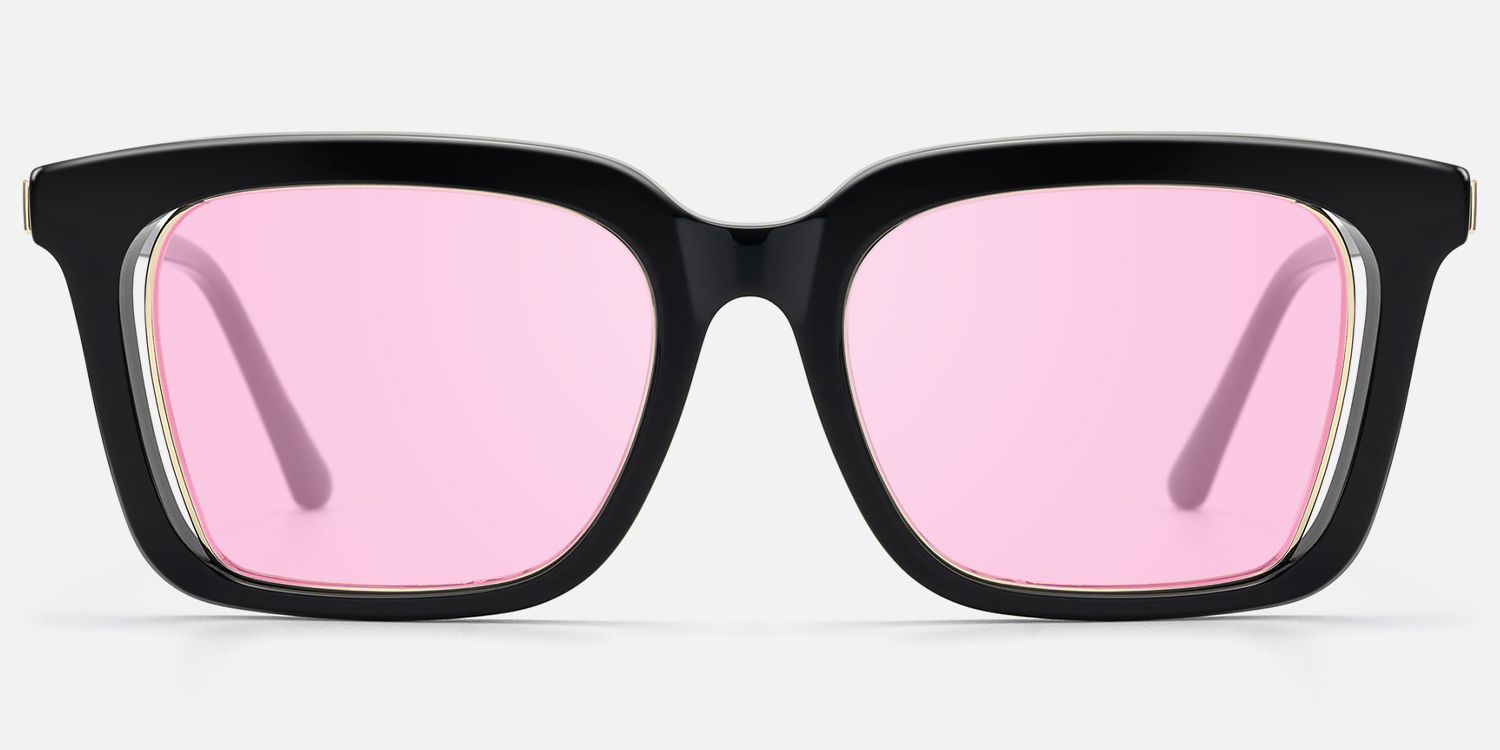 Chaparral - Red Tint Rectangle Black Sunglasses | Vooglam Angle View