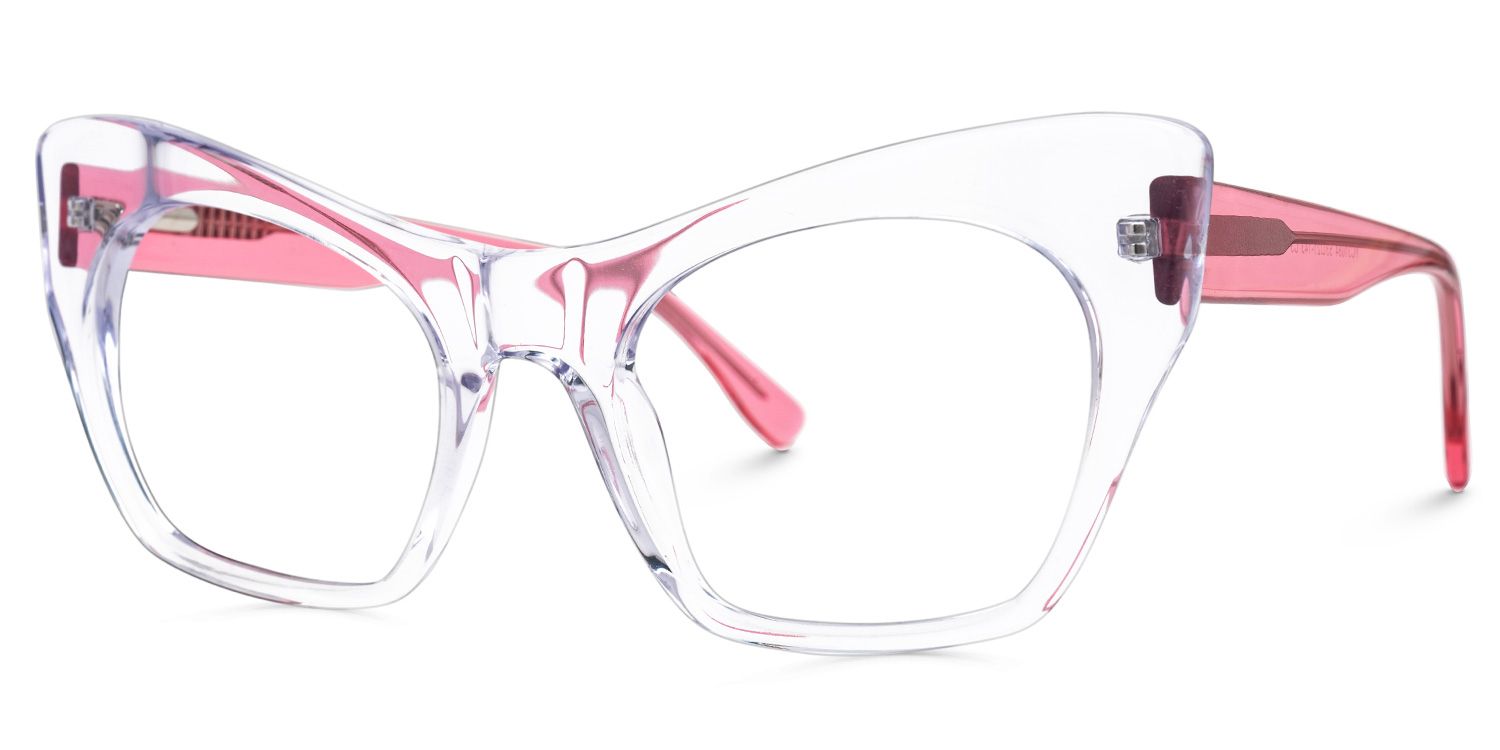 Elah - Cat Eye Crystal Eyeglasses | Vooglam Front View