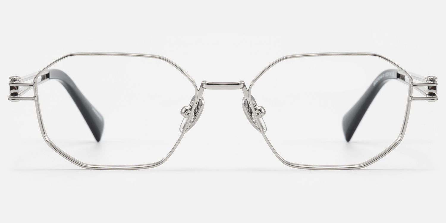 Loos - Silver Double Wire Temple Glasses with Screw| Vooglam Angle View