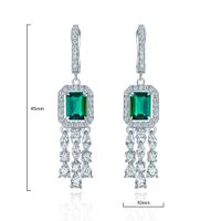 Pretty Emerald Green Rectangle Pierced Earrings | Vooglam Angle View