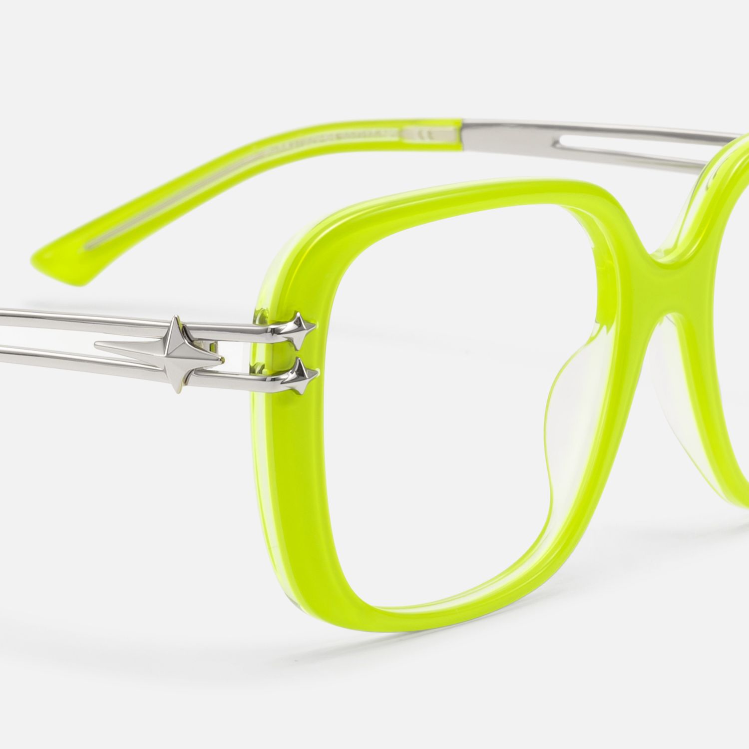 Nova - Neon Green Star Deco Double Wire Glasses by Vooglam - Design Details