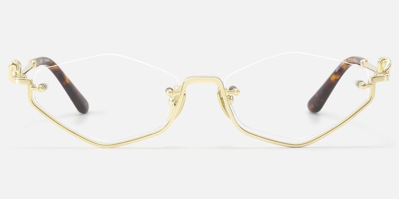 Niseko - Shiny Gold Tortoise Half Rim RX Glasses | Vooglam