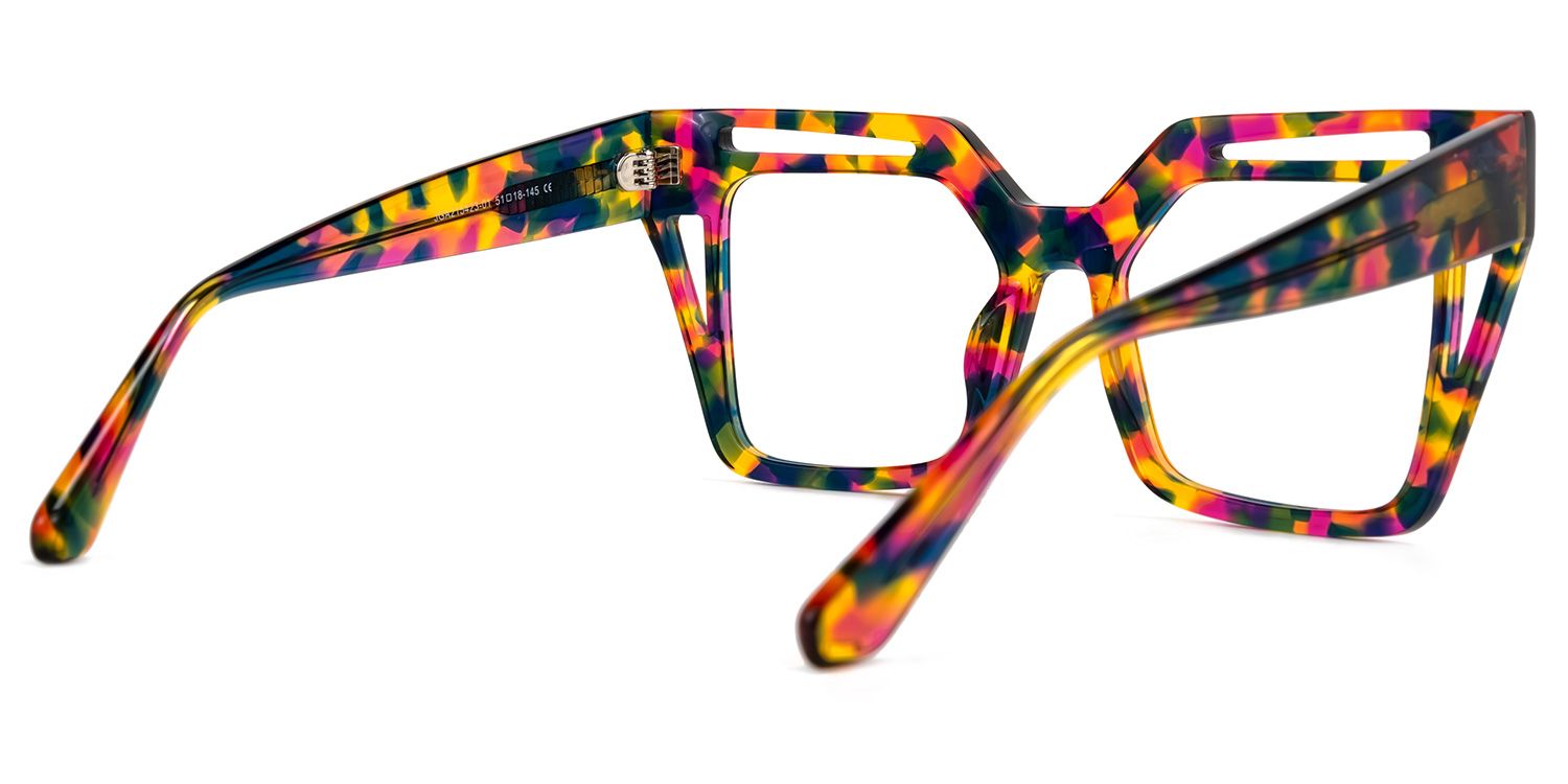 Eduarte - Square Multicolor Eyeglasses | Vooglam Side View