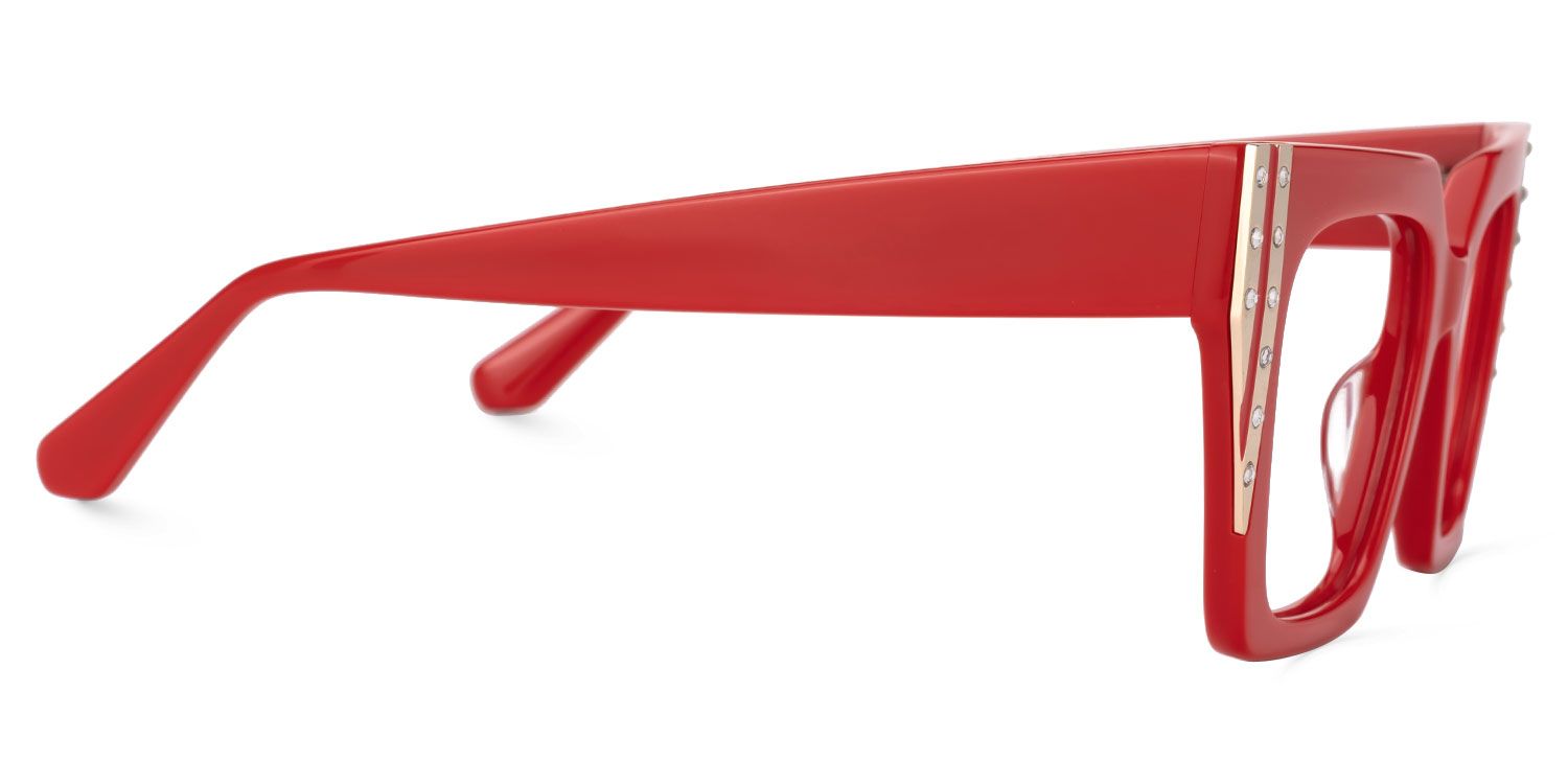 Ellaruth - Square Red Eyeglasses | Vooglam 4