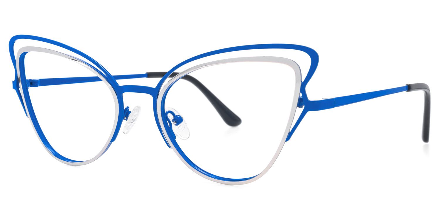 Elki - Cat Eye Blue Eyeglasses | Vooglam Front View