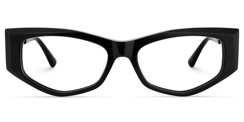 Tahiya - Geometric Black Eyeglasses | Vooglam