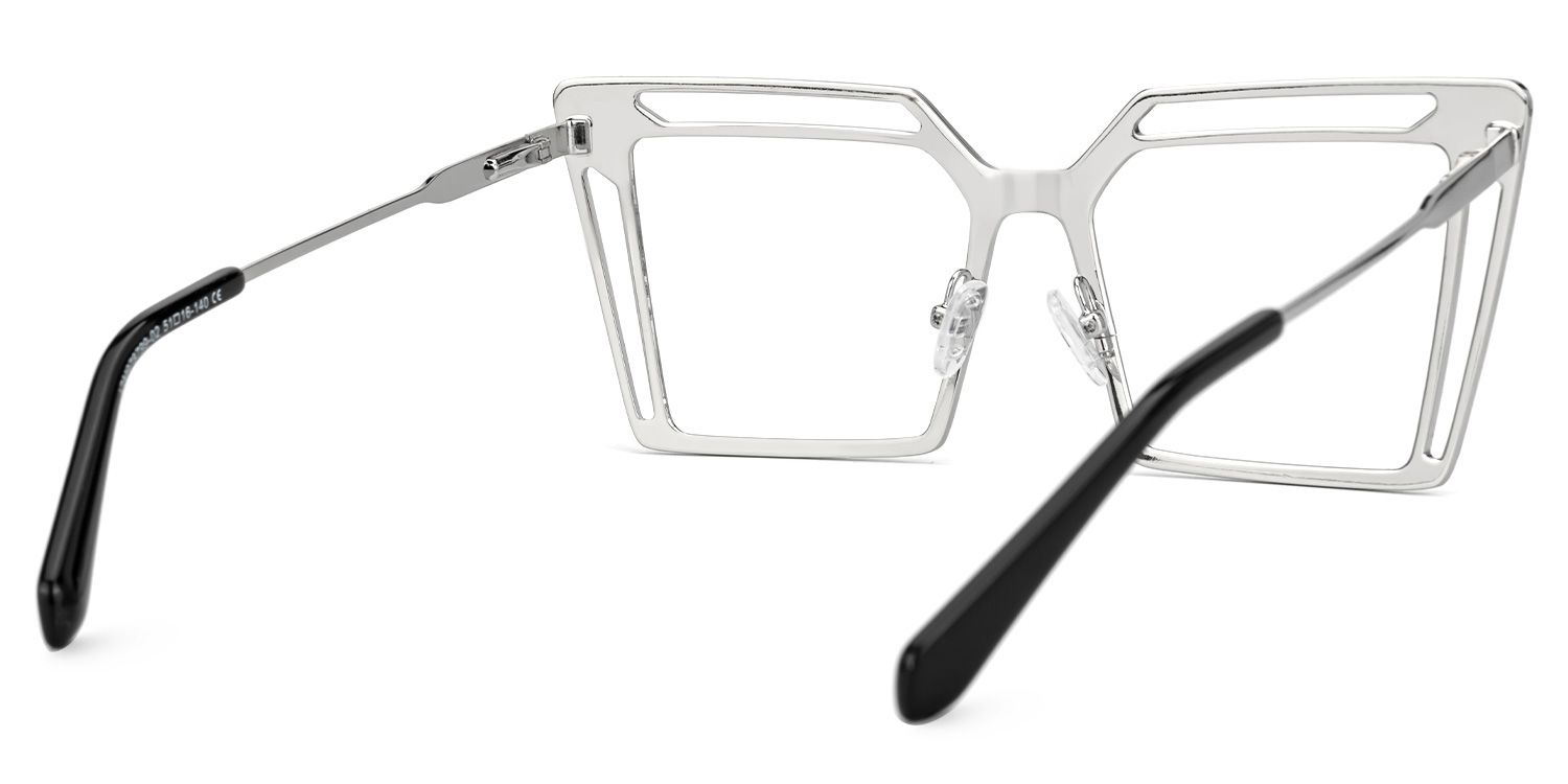 Fidelity - Square Black/Silver Eyeglasses | Vooglam Side View