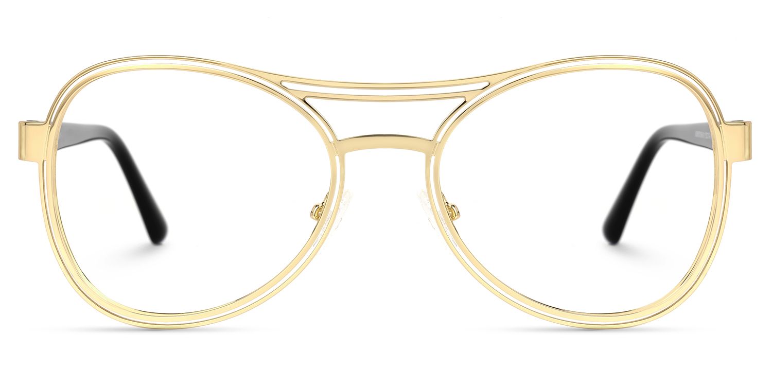 Adjatay - Aviator Gold Eyeglasses | Vooglam Angle View