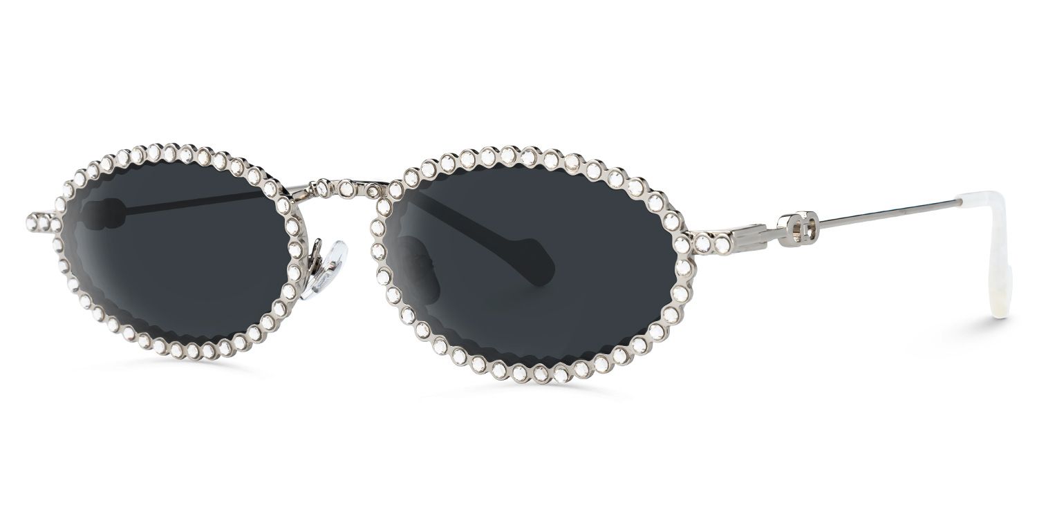 Eliada - Oval Grey Sunglasses | Vooglam Front View
