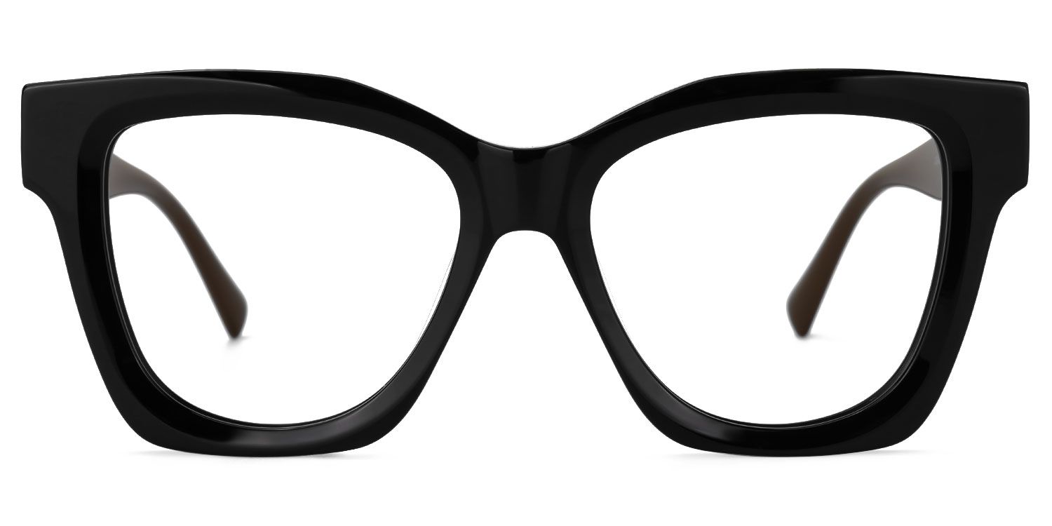 Clara - Square Brown Eyeglasses by Vooglam - Angle View