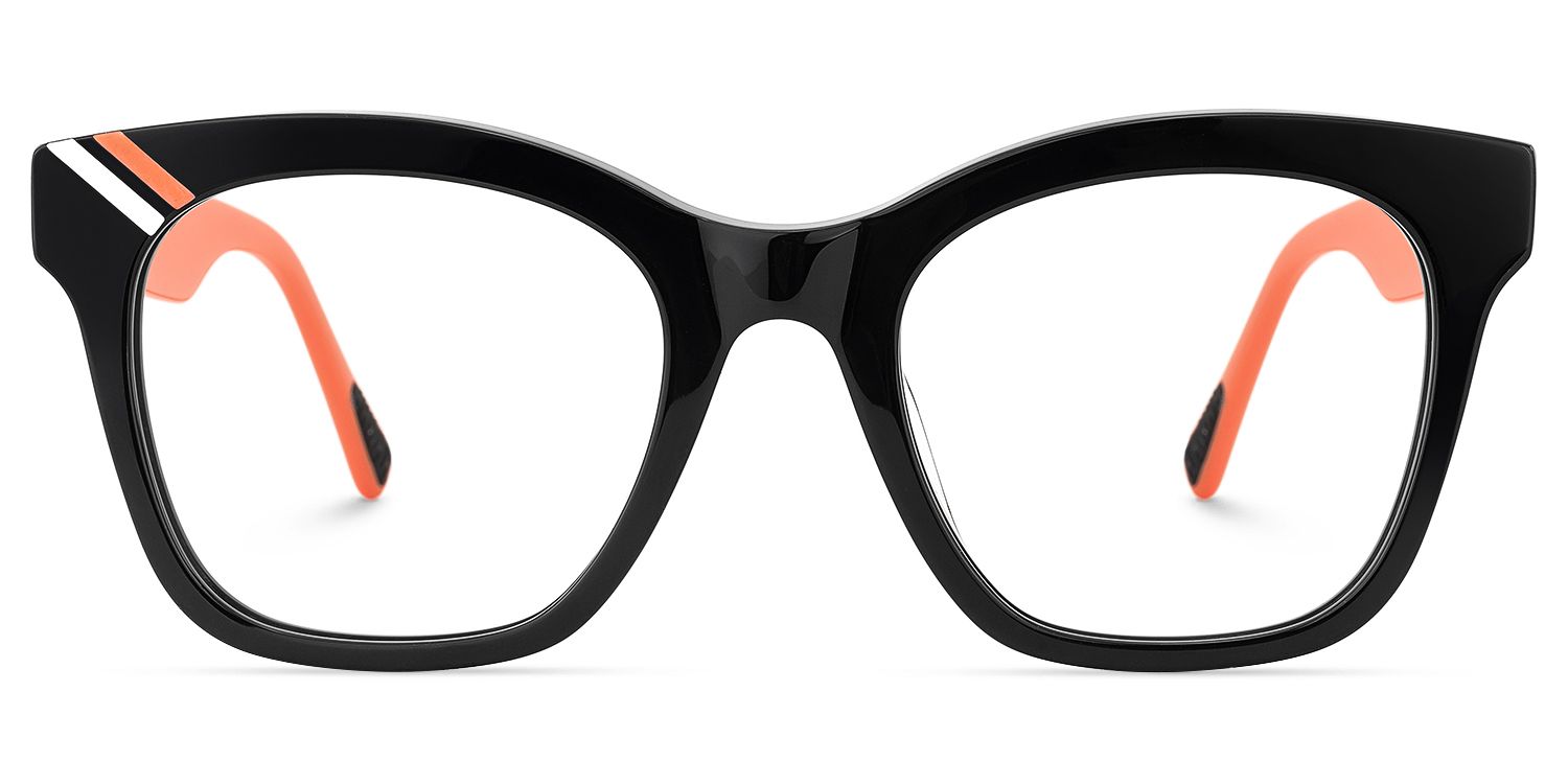 Vera - Square Black Eyeglasses | Vooglam Angle View