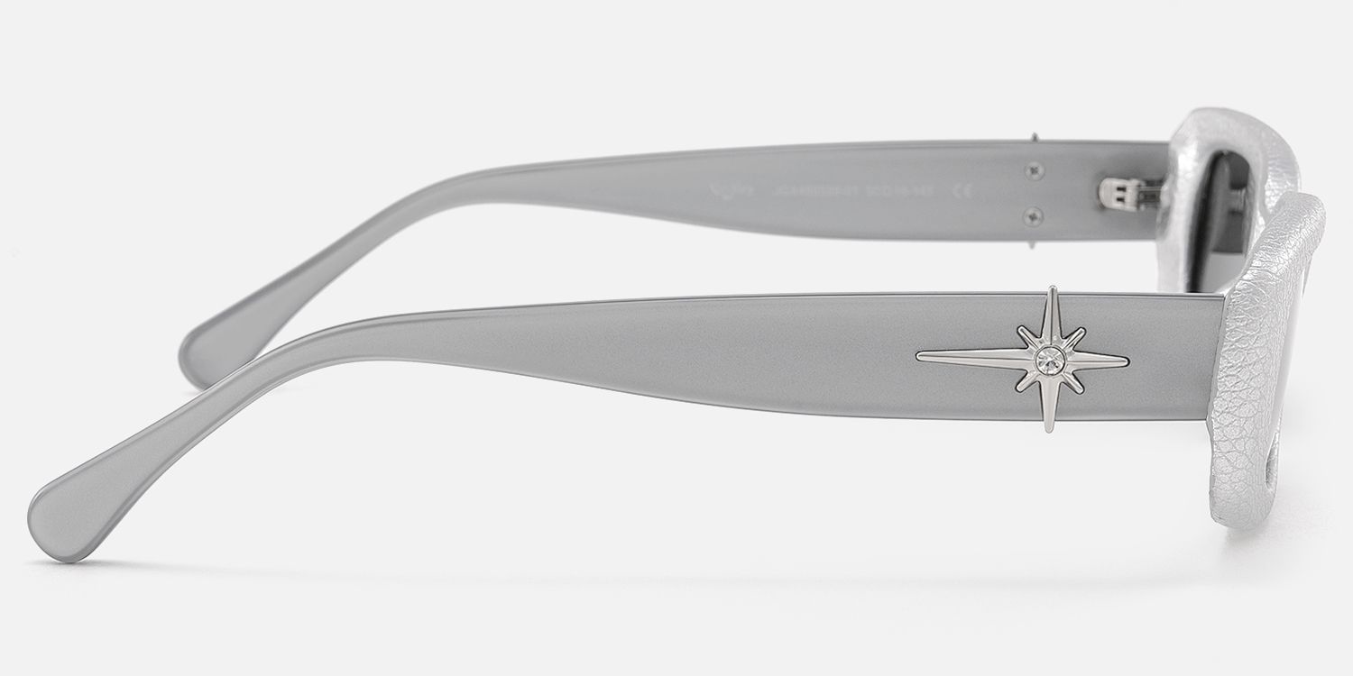 HideShades - Rectangle Silver Sunglasses | Vooglam Side View