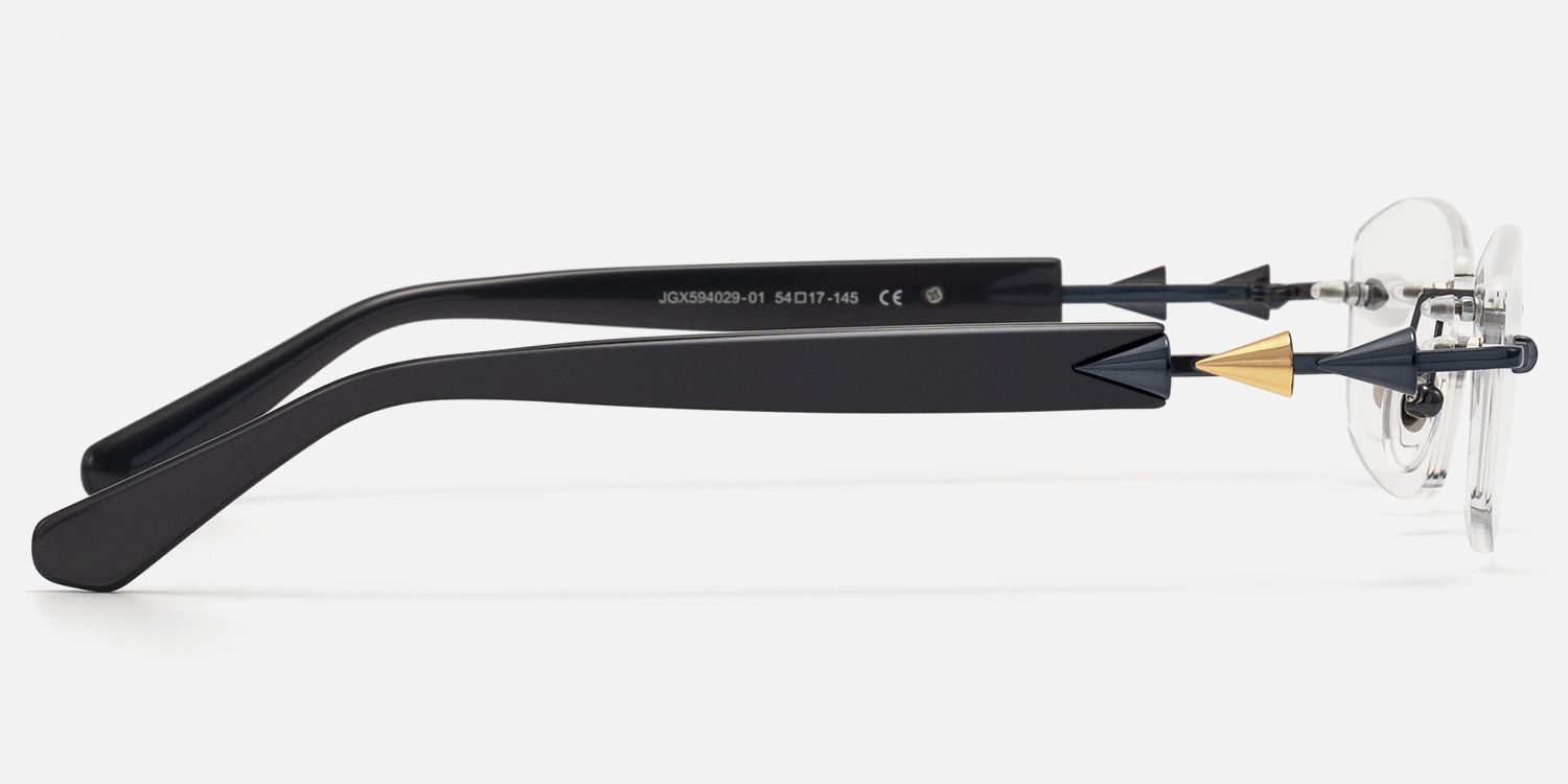 Fracture - Ultralight Frameless Black Glasses | Vooglam Side View