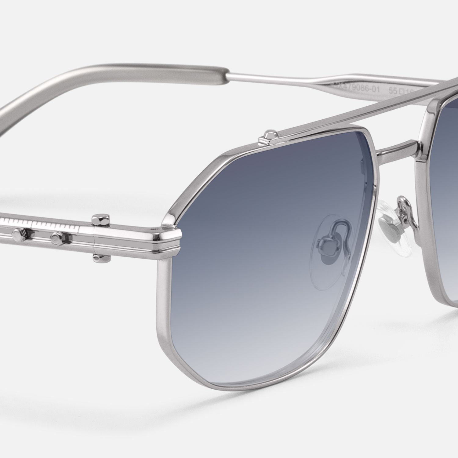 Ando - Light Gunmetal Gradient Gray Sunglasses | Vooglam Design Details