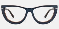 Rhea - Dark Blue Frame Glasses Tortoise Details | Vooglam Angle View