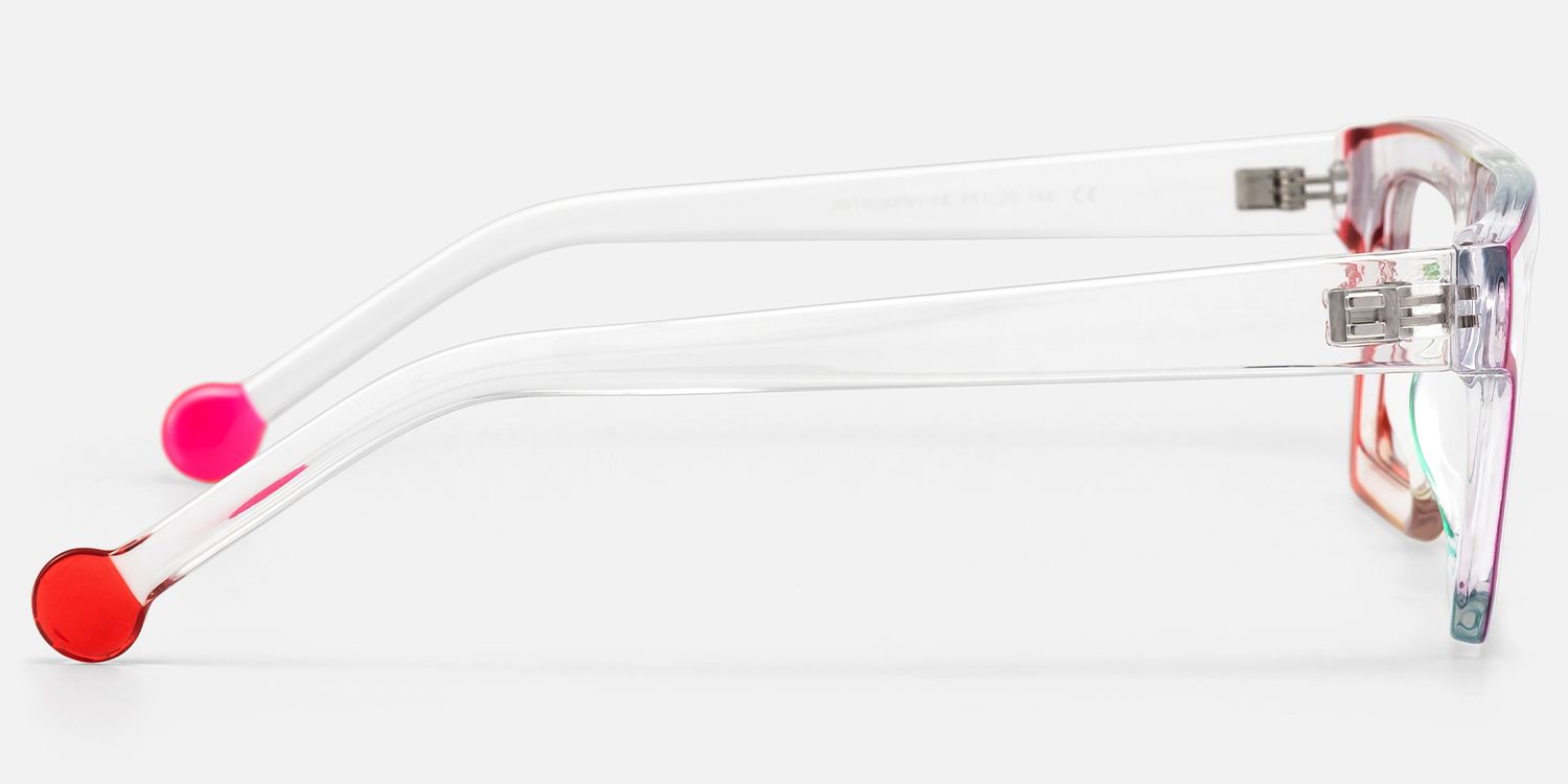 Treva - Crystal Vibrant Flame Rectangular Glasses | Vooglam Side View