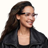 Adinkra - Square Transparent Eyeglasses | Vooglam On Model 2