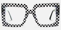 Ferial - Square Black & Crystal Checkered Glasses | Vooglam Angle View