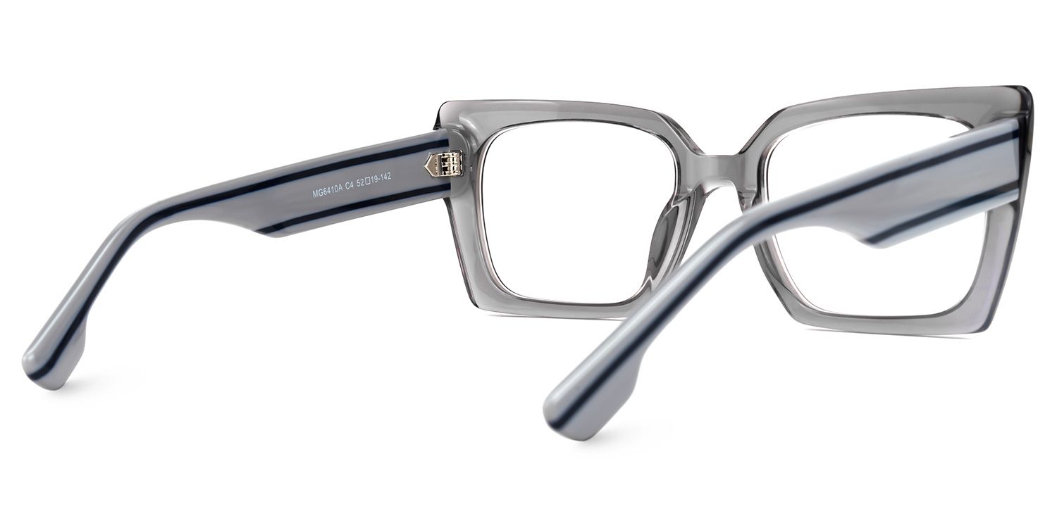 Denicia - Rectangle Grey Eyeglasses | Vooglam Side View