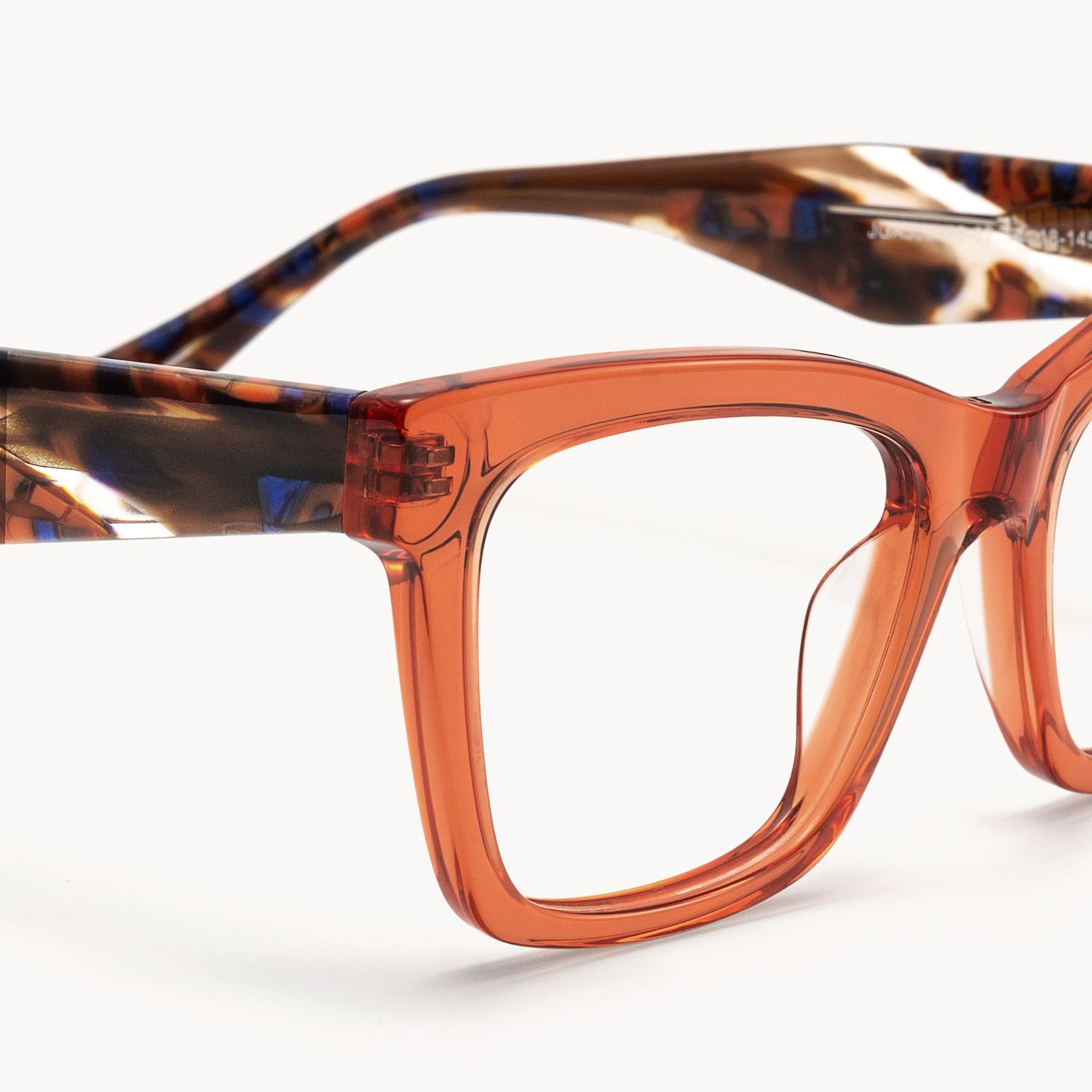 Vibranium - Rectangle Orange Eyeglasses by Vooglam - Design Details