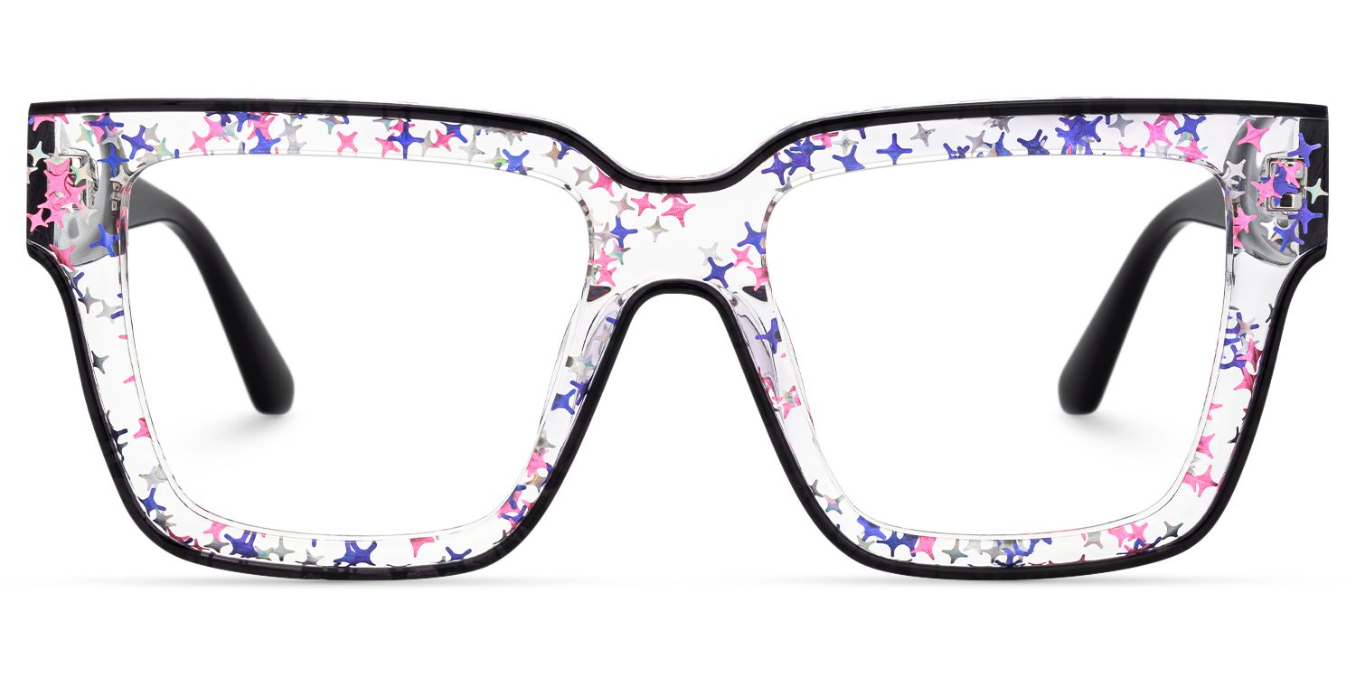 Naiya - Square Black Eyeglasses by Vooglam - Angle View
